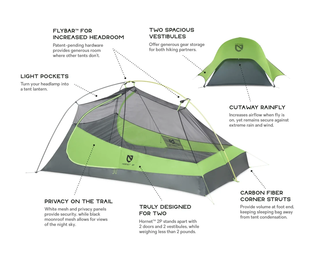 Tents & Shelters NEMO Hornet 2P Ultralight Backpacking Tent 8 Tents & Shelters NEMO Hornet 2P Ultralight Backpacking Tent