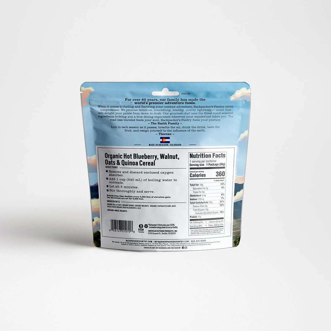 Food Backpackers Pantry Organic Blueberry Walnut Oatmeal 4 Food Backpackers Pantry Organic Blueberry Walnut Oatmeal