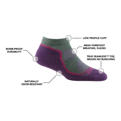 Darn Tough Women's Light Hiker No Show Lightweight Hiking Sock Socks 7 Darn Tough Women's Light Hiker No Show Lightweight Hiking Sock Socks